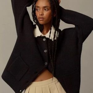 Maeve Scallop-Collar Cardigan Sweater